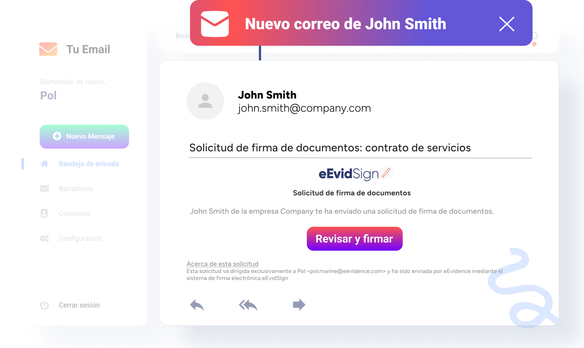 eEvidSign correo solicitud firma