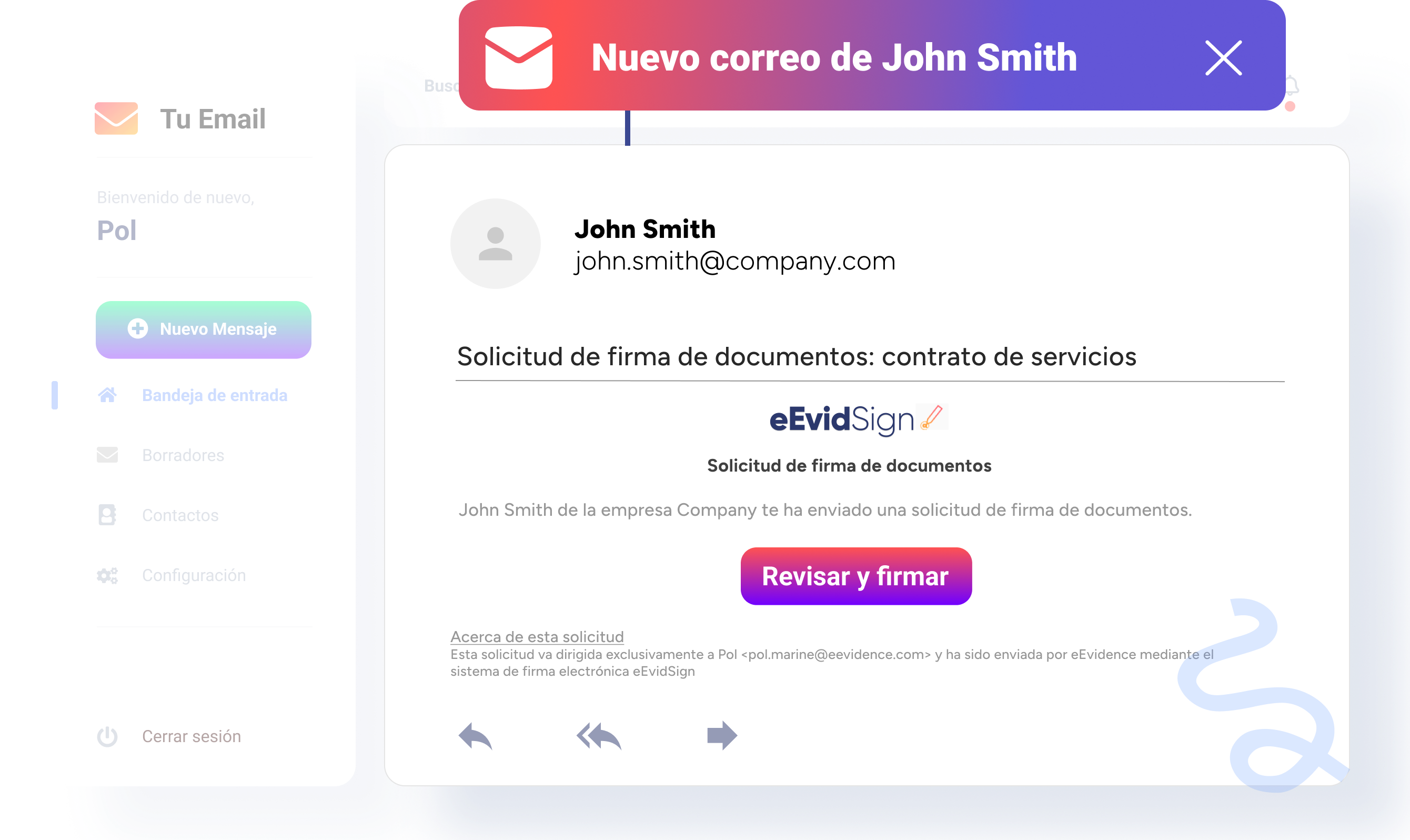 eEvidSign correo solicitud firma